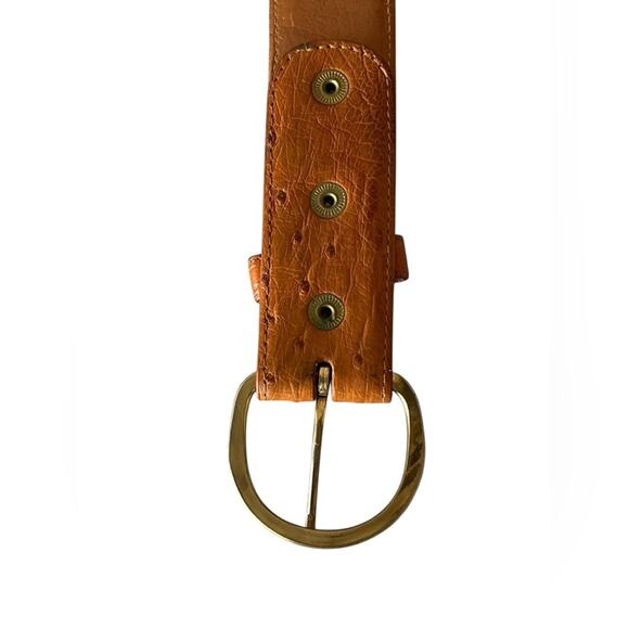 ferrini Ostrich Elegant Tan Leather Belt Size:38 - Picture 3 of 7